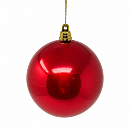 4" Shiny Ball Ornament - Red