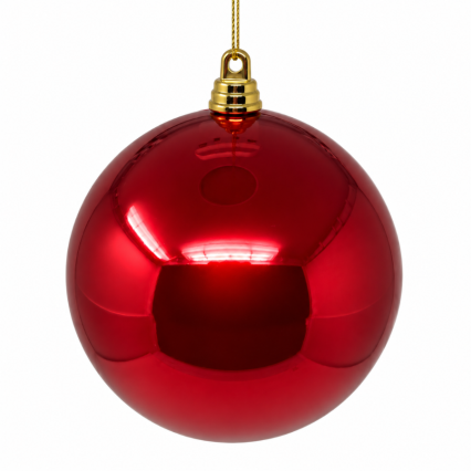 6" Shiny Ball Ornament - Red