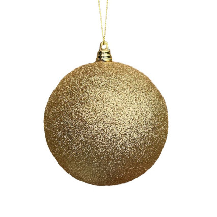 5" Glitter Plastic Ball Ornament - Gold