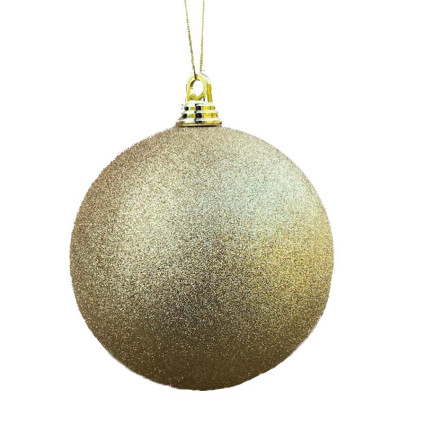 8" Glitter Plastic Ball Ornament - Gold