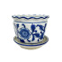 4.5" Round Planter- LG Blue Floral W/ Scalloped Edge & Plate