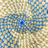 9.5" Natural Woven Basket/ Wall Decor - Blue & White Swirl