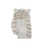 9.25"H Mango Wood Carved Owl - White Washed