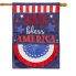 Patriotic God Bless Applique House Flag