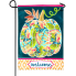 Patterned Jacobean Floral Pumpkin Applique Garden Flag