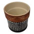 5" Checkered Pattern Ceramic Planter w/ Textured Band on Top