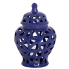 9" Ceramic Urn Vase w/ Cutout Triangle Design - Blue