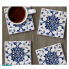 Tuscan Blue & White 4 pc Square Coaster Set