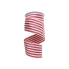 2.5"X10yd Red/White Horizontal Skinny Stripe Iced Ribbon