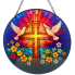 12" Cross & Dove Mosaic Metal Hanging Decor