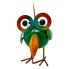 8" Metal Bobble Baby Bird-Blue & Green