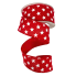 1.5" x 10yd White Stars on Red Ribbon