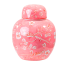 10" Pink & White Chinoiserie Ginger Jar w/ Lid