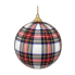 4" White Plaid Ball Ornament