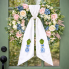 58" Chinoiserie Topiaries Wreath Sash - White/Blue