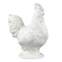 10.75" Ceramic Rooster Figurine w/Brown Highlights & Glossy Finish - Antique White
