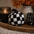 4" Black & White Check Fabric Pumpkin