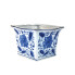 4.25" Floral Square Planter - Blue & White