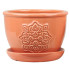 6" Mini Medallion Planter with Attached Saucer - Peony