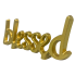 7.5" Gold Cast Iron Calligraphic Blessed Table Decor