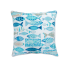 17" Hooked Seaside Blue Outdoor Pillow