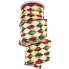 2.5" x 10yd Red & Green Diamonds w/ Gold Streaks Ribbon