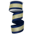2.5" x 10yd Navy Blue & Gold Metallic Center Stripe Ribbon