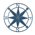 28" Distressed Metal Compass Wall Art- Blue