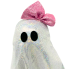 White Sequin Ghost w/ Pink Bow