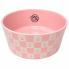 3" Pink & White Paw Checkered Pet Bowl