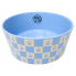 3" Light Blue & White Paw Checkered Pet Bowl
