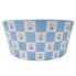 3" Light Blue & White Paw Checkered Pet Bowl
