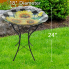Checked Sunflowers Bird Bath