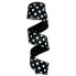 2.5" x 10yd Black w/White Polka Dot Satin Ribbon