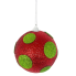 4" Red & Green Glitter Polka Dot Ball Ornament