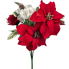 17" Red Poinsettia & Rose w/ Pinecones Bush