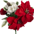 17" Red Poinsettia & Rose w/ Pinecones Bush