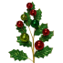 27" Holly Leaves w/ Ball Ornaments
