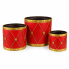 Red & Gold Metal Drum Planters - Set of 3