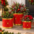 Red & Gold Metal Drum Planters - Set of 3
