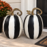 21" Metal Cut Out Pumpkin Lantern -Black & White - Set of 2