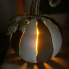 14" Metal Cut Out Pumpkin Lantern Set -BK/WT with - 6" LED wax candle