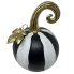 14" Metal Cut Out Pumpkin Lantern Set -BK/WT with - 6" LED wax candle
