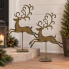 29" Rustic Metal Reindeer on Stand- Set of 2