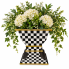24" Black & White Metal Checkered Planter