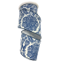 4" 10yd Blue Print on White Dupioni Ribbon