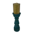 10" Turquoise Wood Pillar Candle Holder