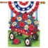 Patriotic Wagon House Flag
