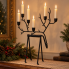 22" Black Iron Reindeer Candlestick Holder