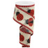 2.5" x 10yd Ladybugs on Natural with Red/Blk Stripe Border Ribbon